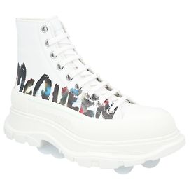 Alexander McQueen Tread Slick Boots 'White Graffiti' White