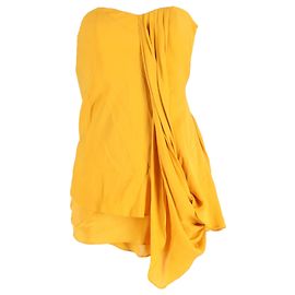 Vestido mini sem alças Adam Lippes em seda amarela Amarelo