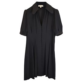 Robe chemise à manches bishop mini cintrée en polyester noir de Michael Kors Noir