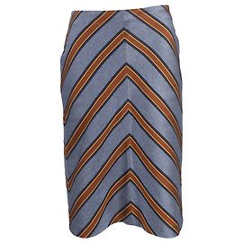 Fendi Striped Midi Skirt Blue Polyester Blue Light blue