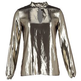 Lanvin Teardrop Lamé Blouse in Gold Silk Golden Metallic