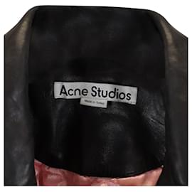 Acne-Acne Studios Liker Distressed Leather Biker Jacket in Black Leather-Black
