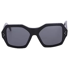 Céline-Celine 55mm Hexagon Sunglasses in Black Acetate-Black