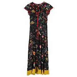 Maxikleid mit Blumenmuster von Red Valentino aus schwarzer Seide Schwarz