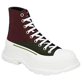 Alexander Mcqueen-Alexander McQueen Tread Slick Boots 'Burgundy White'-Red