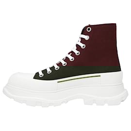 Alexander Mcqueen-Alexander McQueen Tread Slick Boots 'Burgundy White'-Red