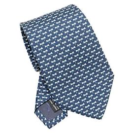Salvatore Ferragamo-Salvatore Ferragamo Dragonfly Motif Silk Tie-Blue