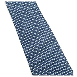 Salvatore Ferragamo-Salvatore Ferragamo Dragonfly Motif Silk Tie-Blue