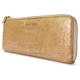 Miu Miu MiuMiu 5M1183 Cartera Larga de Cuero Castaño