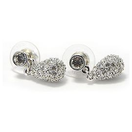 Swarovski Crystal Metal Teardrop Earrings Silvery