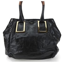 Chloé Chloe Etel Leather Black Tote Bag Black