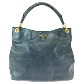 Prada-Prada Leather Hobo Shoulder Bag-Blue