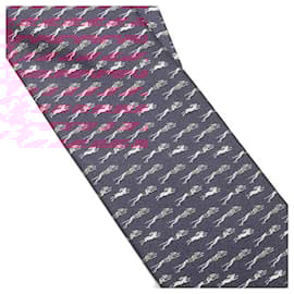 Hermès-Hermes Dog Rabbit Silk Tie-Purple