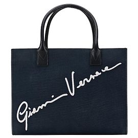 Bolsa tote de lona e couro Versace Azul
