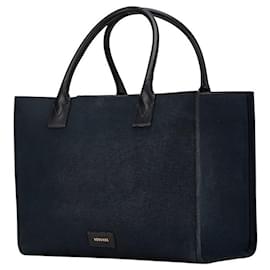 Versace-Versace Canvas Leather Tote Bag-Blue
