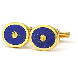Autre Marque Dunhill Lapis Lazuli Metal Cufflinks Golden