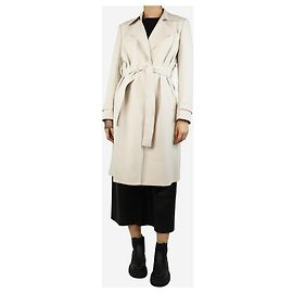 Theory Creme Eichen-Gürtelregular-Fit Crepe-Mantel - Größe S Roh