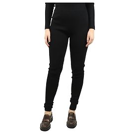 Givenchy Black high-rise ribbed fold-over leggings - size UK 10 Black