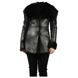 Gerard Darel Black shearling jacket - size UK 8 Black