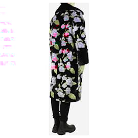 Autre Marque-Black faux fur floral coat - size UK 10-Black