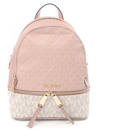 Michael Kors RHEA ZIP Signature Backpack PVC Leather Pink