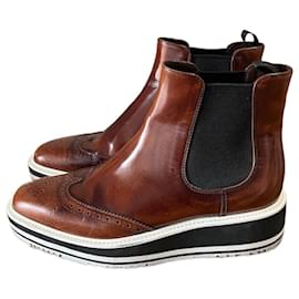 Prada-Ankle Boots-Brown,Cognac,Caramel,Chocolate,Camel