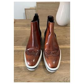 Prada-Ankle Boots-Brown,Cognac,Caramel,Chocolate,Camel
