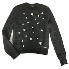 Chanel-Chanel lucky charm cashmere sweater knitwear-Black