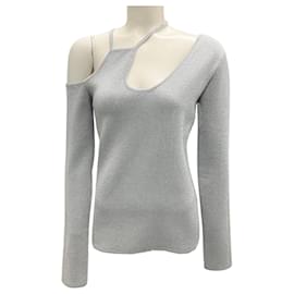 JW Anderson-JW Anderson Silver Cut Out Detail Asymmetric Top-Silvery