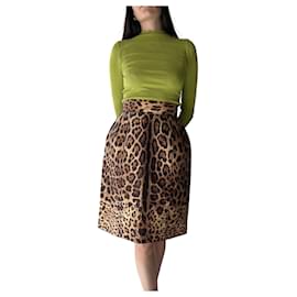 D&G-D&G 90s Leopard Pencil Skirt-Silvery