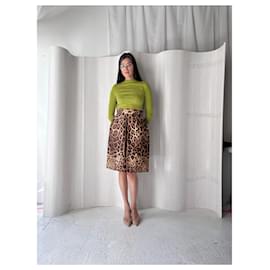 D&G-D&G 90s Leopard Pencil Skirt-Silvery