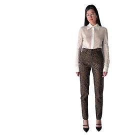 Jeans taille haute imprimé léopard Fendi Écru