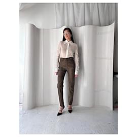 Fendi-Fendi High Waist Leopard Print Jeans-Cream