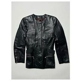 Loewe Leather Cinched Jacket Black