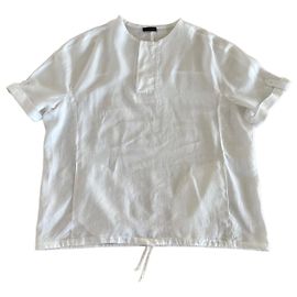 Adolfo Dominguez white linen short sleeve shirt size XL White