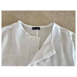 Adolfo Dominguez-white linen short sleeve shirt size XL-White