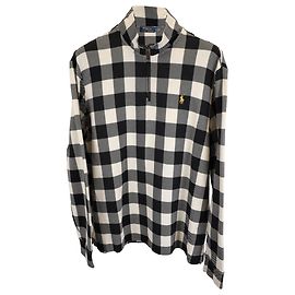 Polo Ralph Lauren Checked Double-Knit Quarter-Zip Pullover in Black Cotton Black
