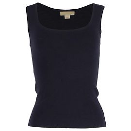 Michael Kors Top mit quadratischem Ausschnitt aus marineblauer Wolle Blau Marineblau
