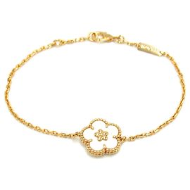 Pulseira Shell Flor de Ameixa Sortuda da Van Cleef & Arpels K18PG Branco