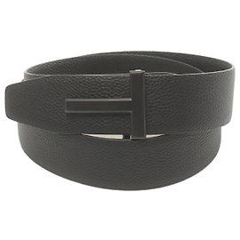 Tom Ford Leather T Logo Belt Black Black
