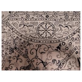 Hermès-'People of the Wind' shawl - gray chiné / navy silk - Christine Henry-Grey,Navy blue