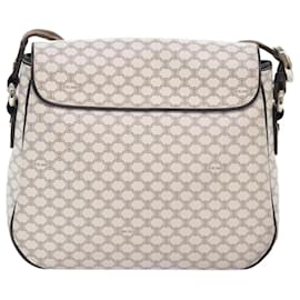 Céline-CELINE Macadam Canvas Shoulder Bag PVC White Silver Auth 90949-Silvery,White