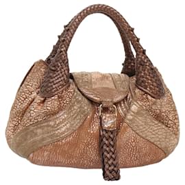 Fendi-FENDI spy Hand Bag Leather Gold Tone Auth am6841-Other
