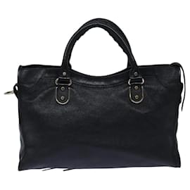 Balenciaga-BALENCIAGA The City Hand Bag Leather 2way Black Gold Auth yk15194-Black,Golden