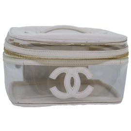 CHANEL COCO Marca Pochette Vanity Vinile Trasparente Oro CC Auth yk14951 D'oro Altro