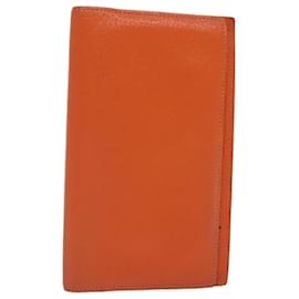 Hermès-HERMES Agenda Vision Day Planner Cover Leather Orange Silver Auth bs17846-Silvery,Orange
