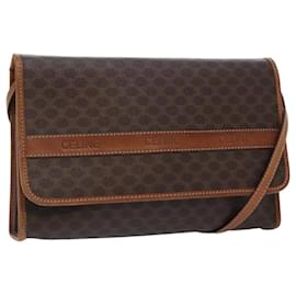 Céline-CELINE Macadam Canvas Shoulder Bag PVC Leather Brown Auth 90994-Brown