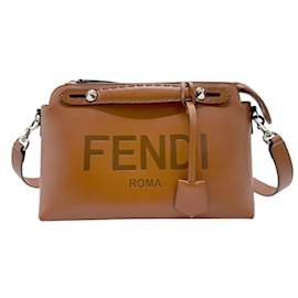 Fendi-Sac à main en cuir marron Fendi-Marron
