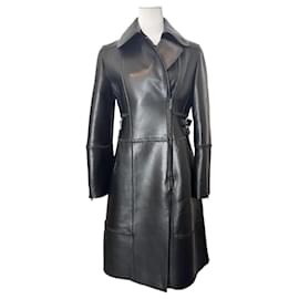 Alberta Ferretti-leather flower coat Alberta Ferretti size 38-Black