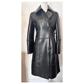 Alberta Ferretti-leather flower coat Alberta Ferretti size 38-Black